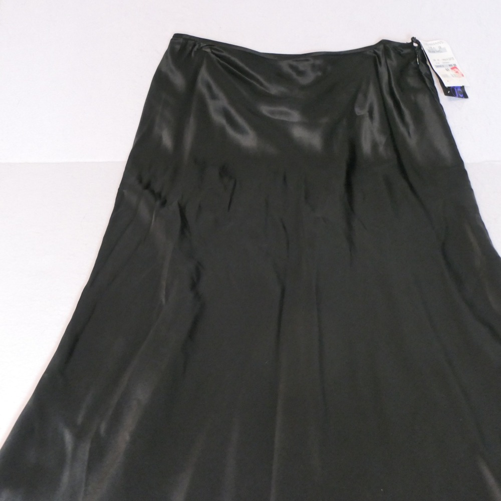 NEW Adrianna Papell Womens Maxi Skirt 10 Black Silk Satin Evening Wear Luxury